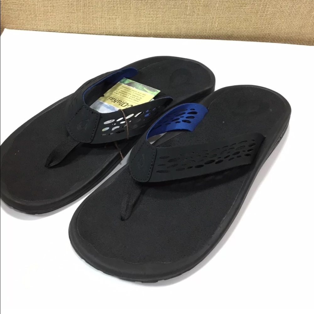 OluKai Malolo mens flip-flops Black size 13